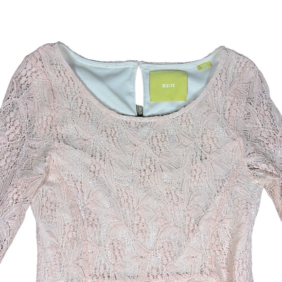 Anthropologie Maeve Small Blush Pink Boho Embroidered Lace Dress - Picture 3 of 13